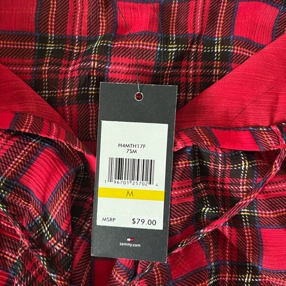 Tommy Hilfiger Long Sleeve Tartan Blouse- Size Medium - Picture 4 of 7